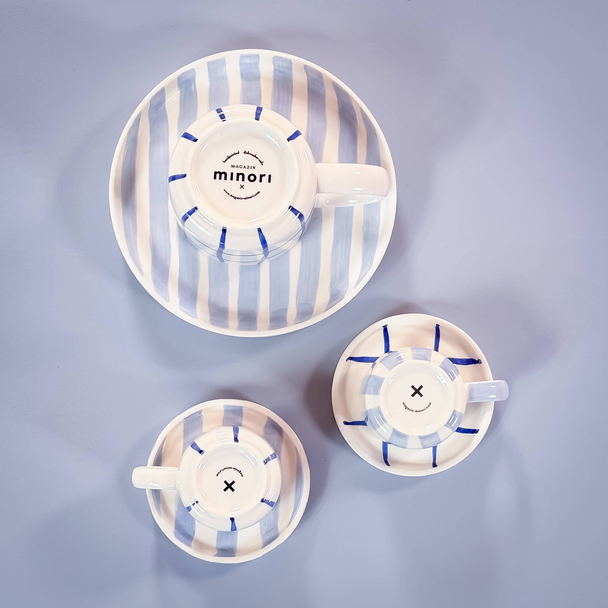 Magazin Minori - Wholesale Coffee/Tea Cup - Espresso Stripes - morning azzurro (set of 2 - 4 pieces)5