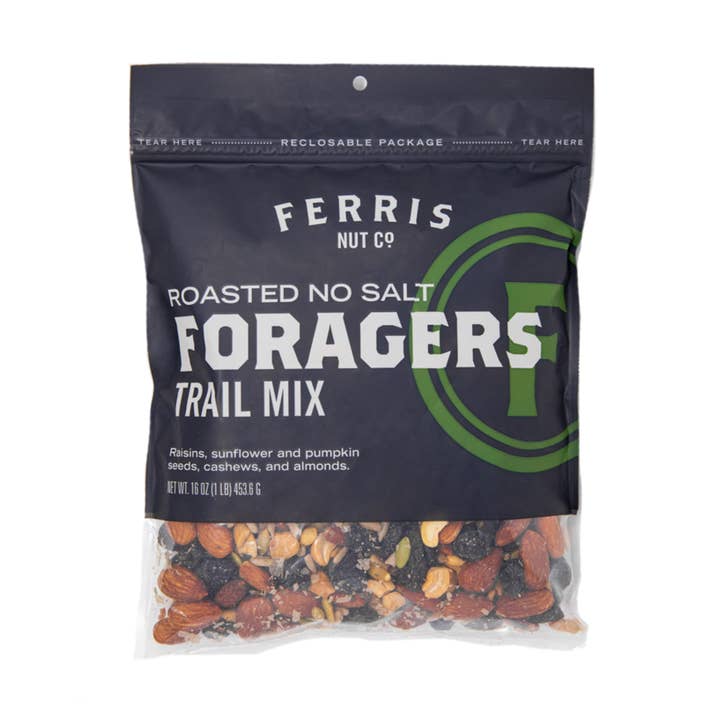 Foragers Trail Mix (Roasted, No Salt) 16 oz. for wholesale by Ferris Coffee & Nut Co.