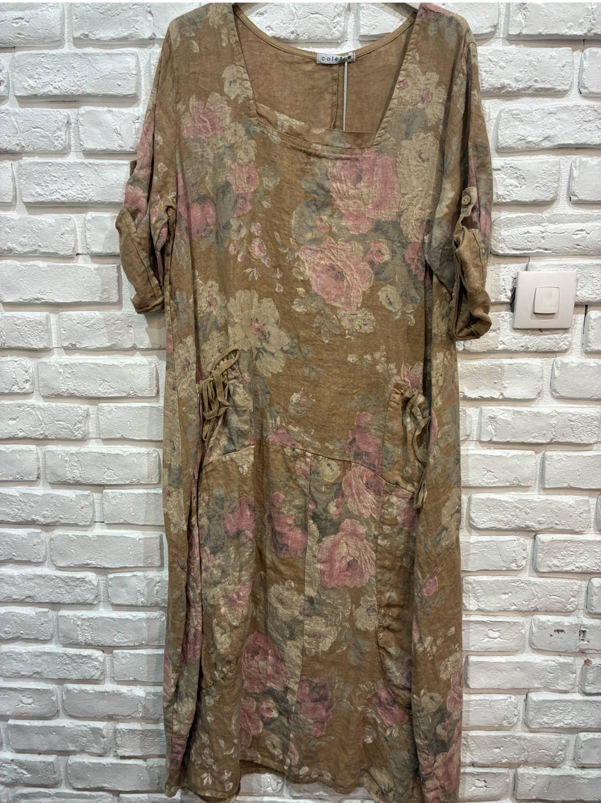 la maison des fibres naturelles – Großhandel Kleid – Damen – Leinenkleid mit floralem Muster, 100 % Leinen, Modell 6796761