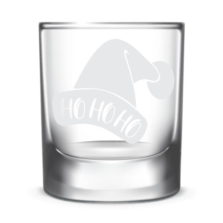 Ho Ho Ho Christmas Custom Etched 10oz whiskey glass for wholesale by Oh It's A Party