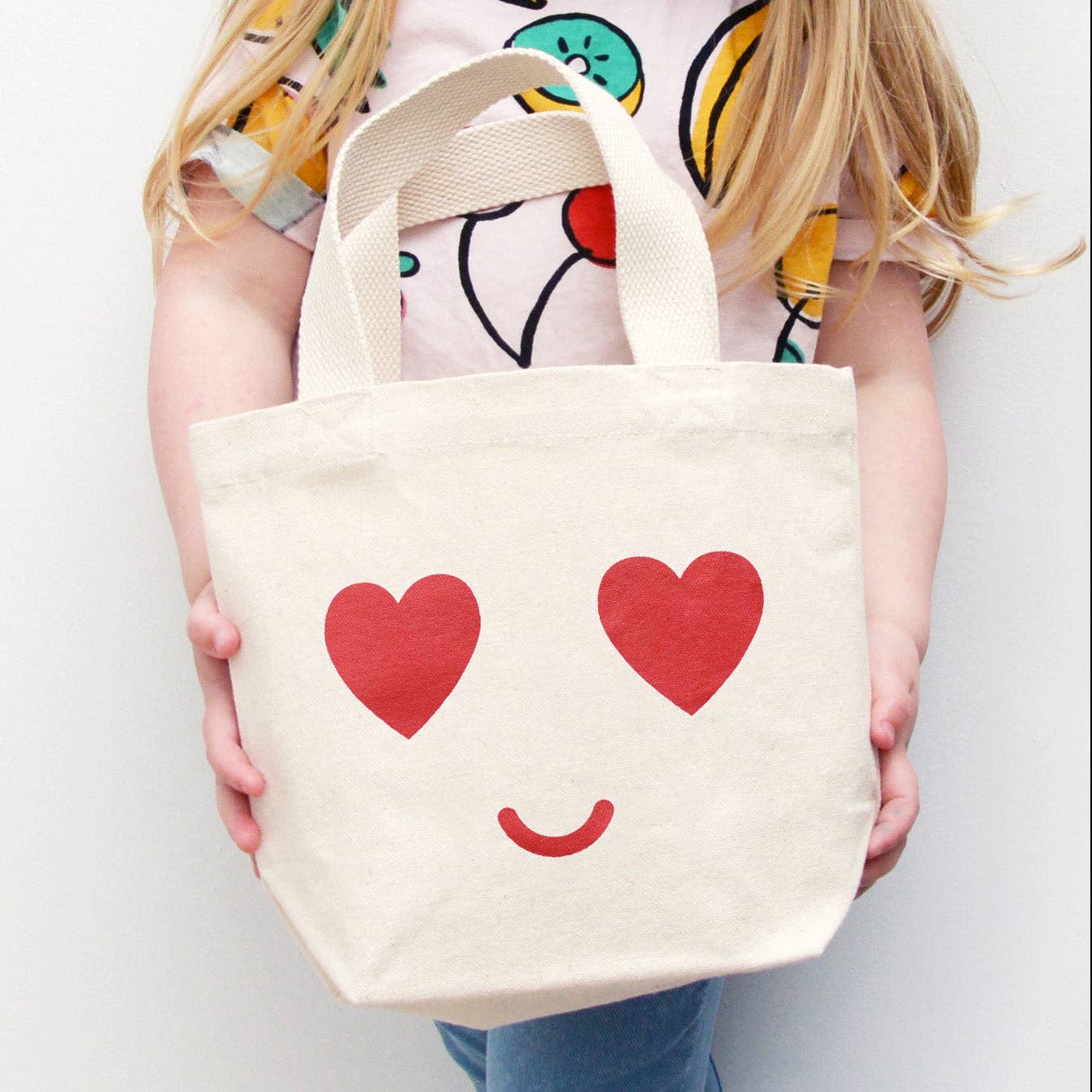 Alphabet Bags - Venta al por mayor Bolsa de asa - Niños - Bolsa pequeña de lienzo con carita de ojos en forma de corazón3