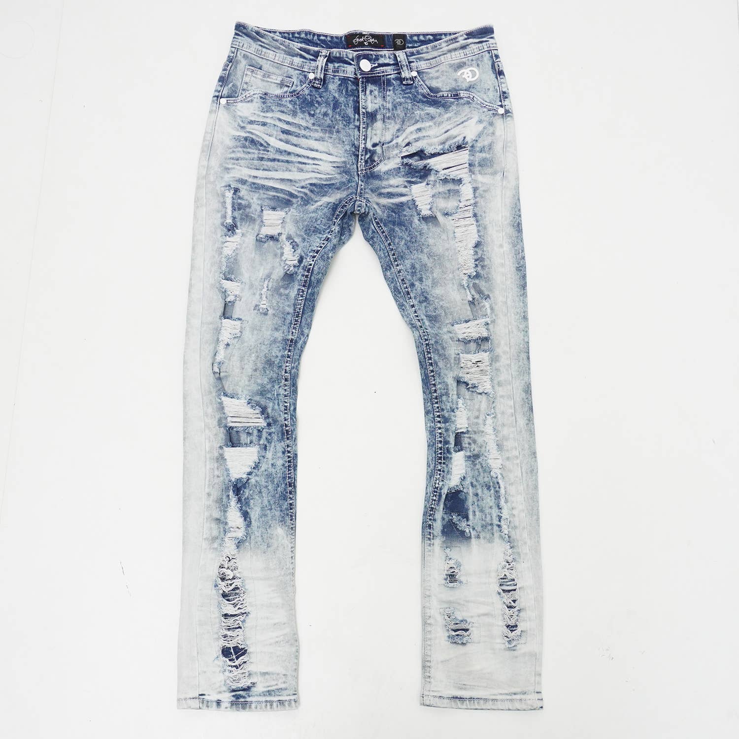 F1722 Benidorm Shredded Jeans - Light Wash for wholesale on Faire0