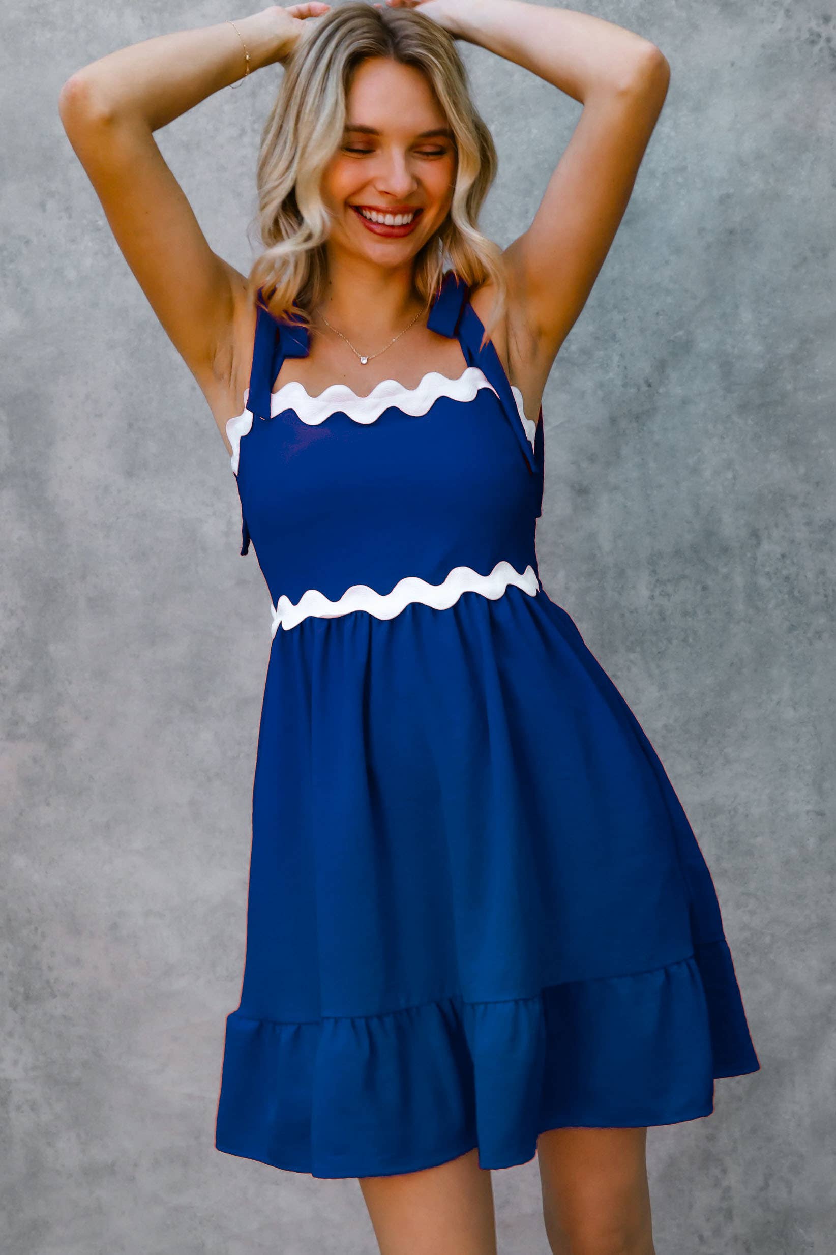 Kori America - Wholesale Dress - Women's - RICRAC STRAP SHOULDER SMOCKED BABYDOLL DRESS1