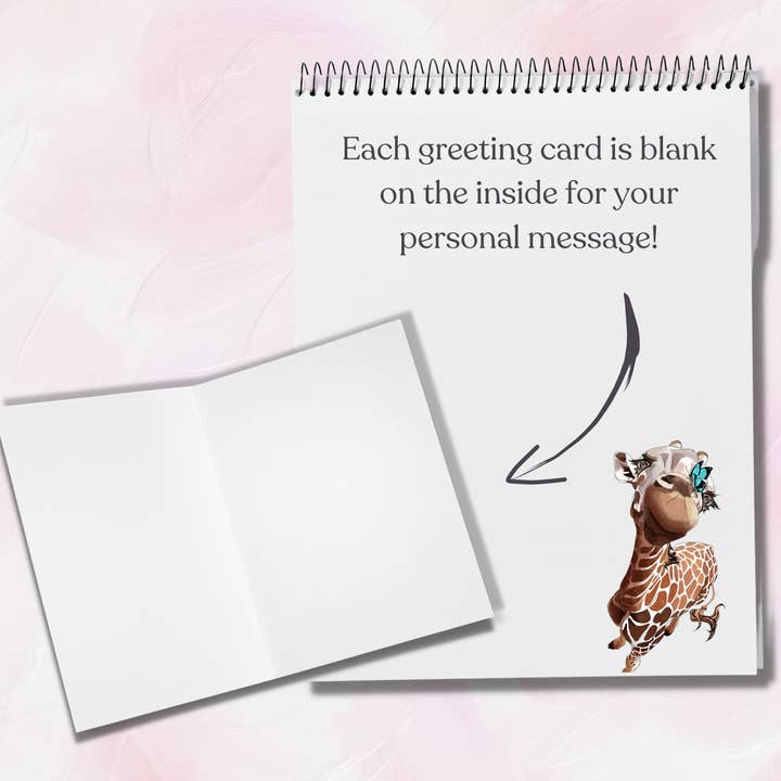 Kristin Bergene Creative LLC - Wholesale Season's Greetings Card - Giraffe & Butterfly Greeting Cards | Blank Inside, Set of 105