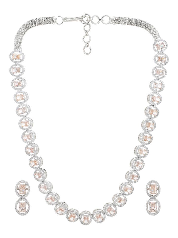 Gola em pedra Semi Preciosa Diamond & Semi Precious com Brincos por atacado de Ritu Singh