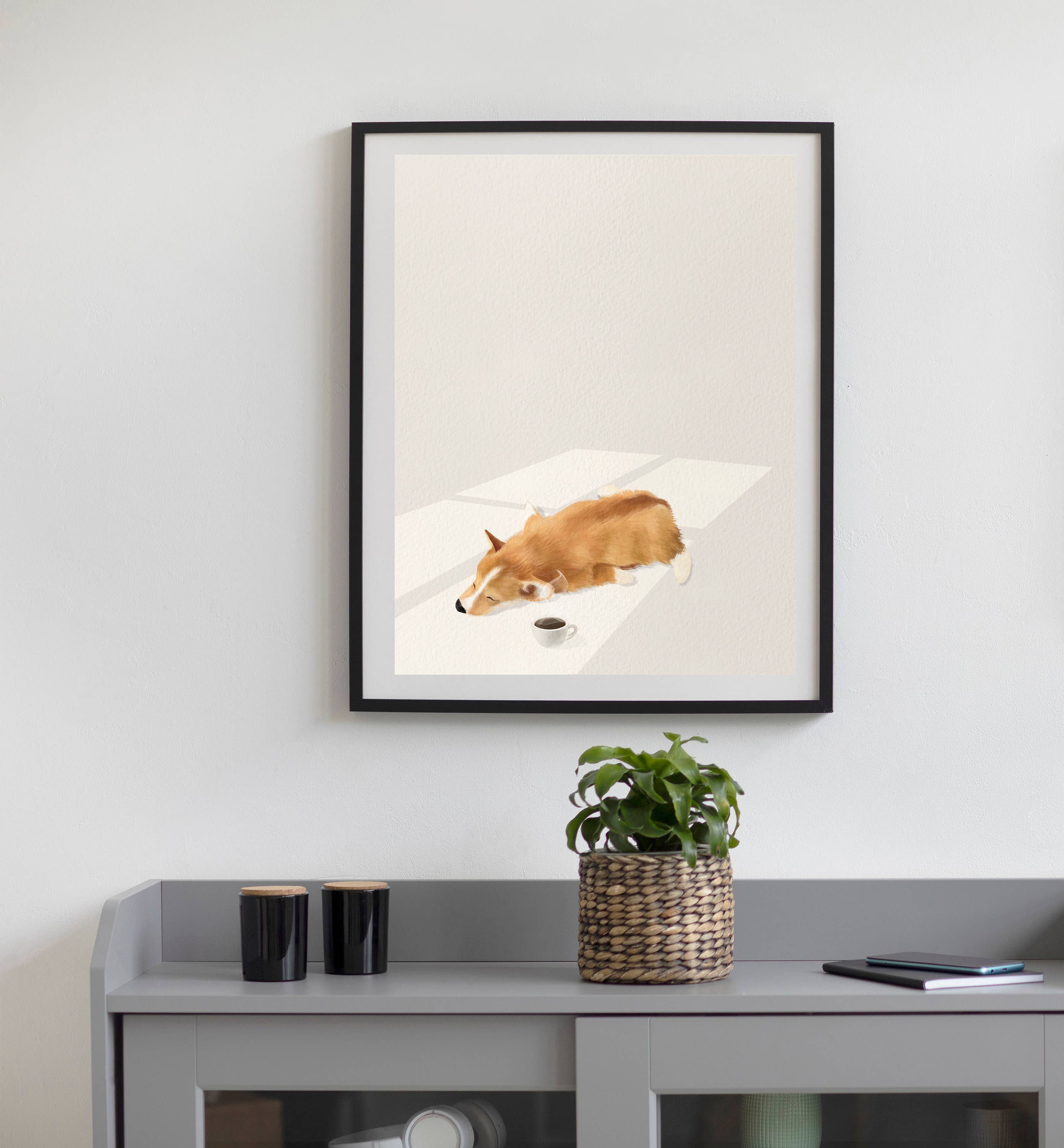 Pawssionate Art - Wholesale Art Print - Always Tired Corgi Art Print1