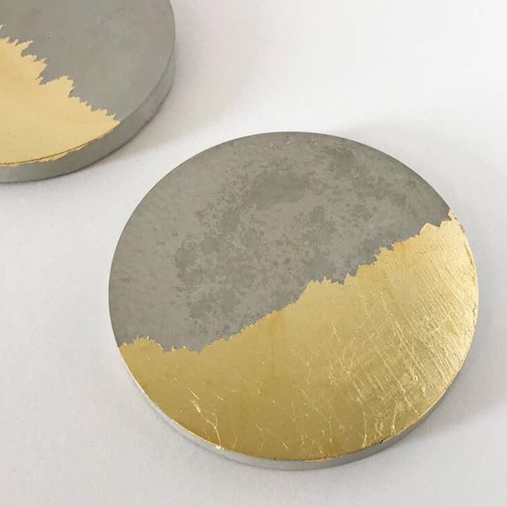 Anie Studio – Großhandel Untersetzer – Untersetzer aus Beton, rund, Blattgold, 1/2