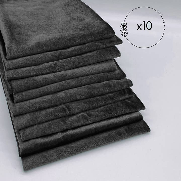 YOUR CHAIR COVERS - Wholesale Dinner & Cloth Napkin - 10 Pack 20 Inch Velvet Cloth Napkins Black