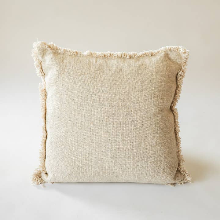 Co.House Designs - Wholesale Throw/Decorative Pillow - Luxe Linen Fringe Edge Square Throw Pillow