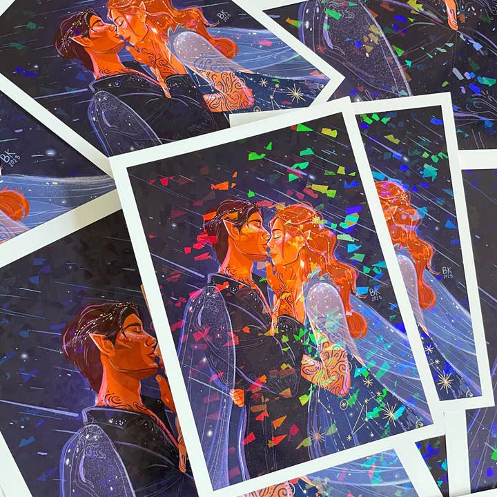 Brittany Keller Art – Impressão artística por atacado – Impressão holográfica de Feyre & Rhysand5