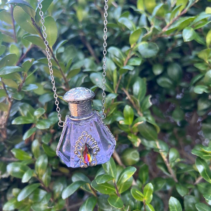 GSZ corporation DBA Gabriella's Gifts - Wholesale Atomizer Bottle - PURPLE/Decorative Jeweled Glass Perfume Bottle Necklace3