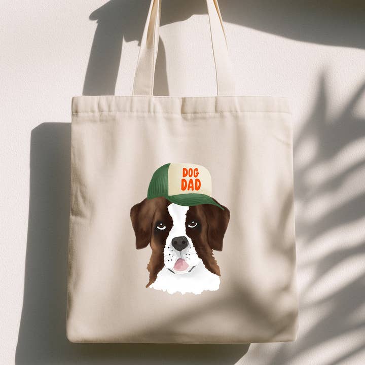ST BERNARDS DOG DAD TOTE for wholesale by Jolly Joven