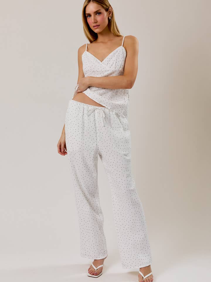 DRAW STRING WAIST EYELET PANTS for wholesale by Sunday Edition