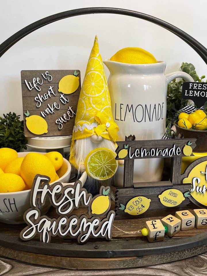 Lemon Decor, Lemon Tiered Tray Decor for wholesale by Climbing Branches