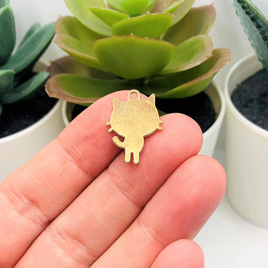 Guerrilla Charm - Wholesale Individual Charm/Pendant - Black Enamel Cat Charms, 19x15mm2