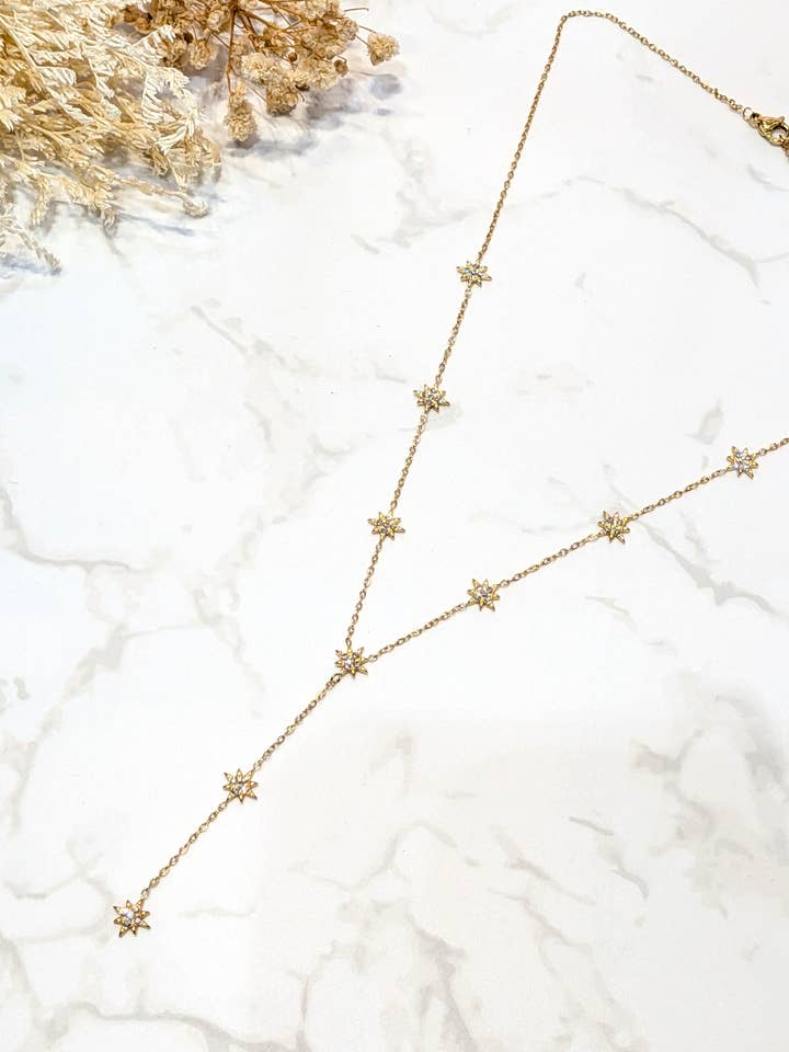 Colar em forma de Y com strass Imane por atacado de LOLO & YAYA