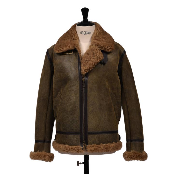 Owen Barry Ltd – Großhandel Jacke - Herren – Fliegerjacke aus Lammfell | ISL Brown Medium | Aviator Pilot7