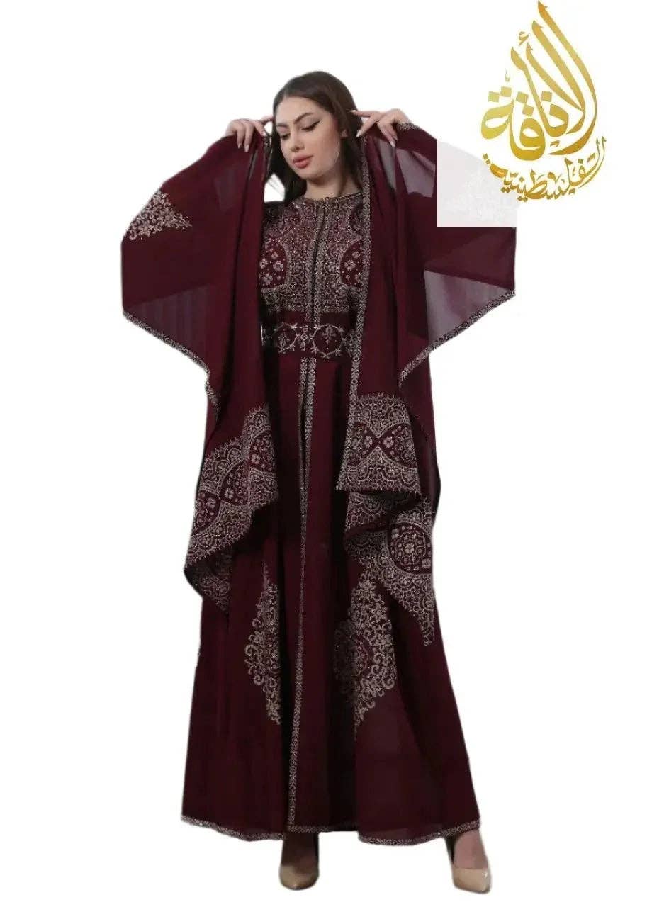 Palestinian Elegance - Wholesale Kaftan - Women's - Zahra Embroidered Slit-Sleeve Kaftan1