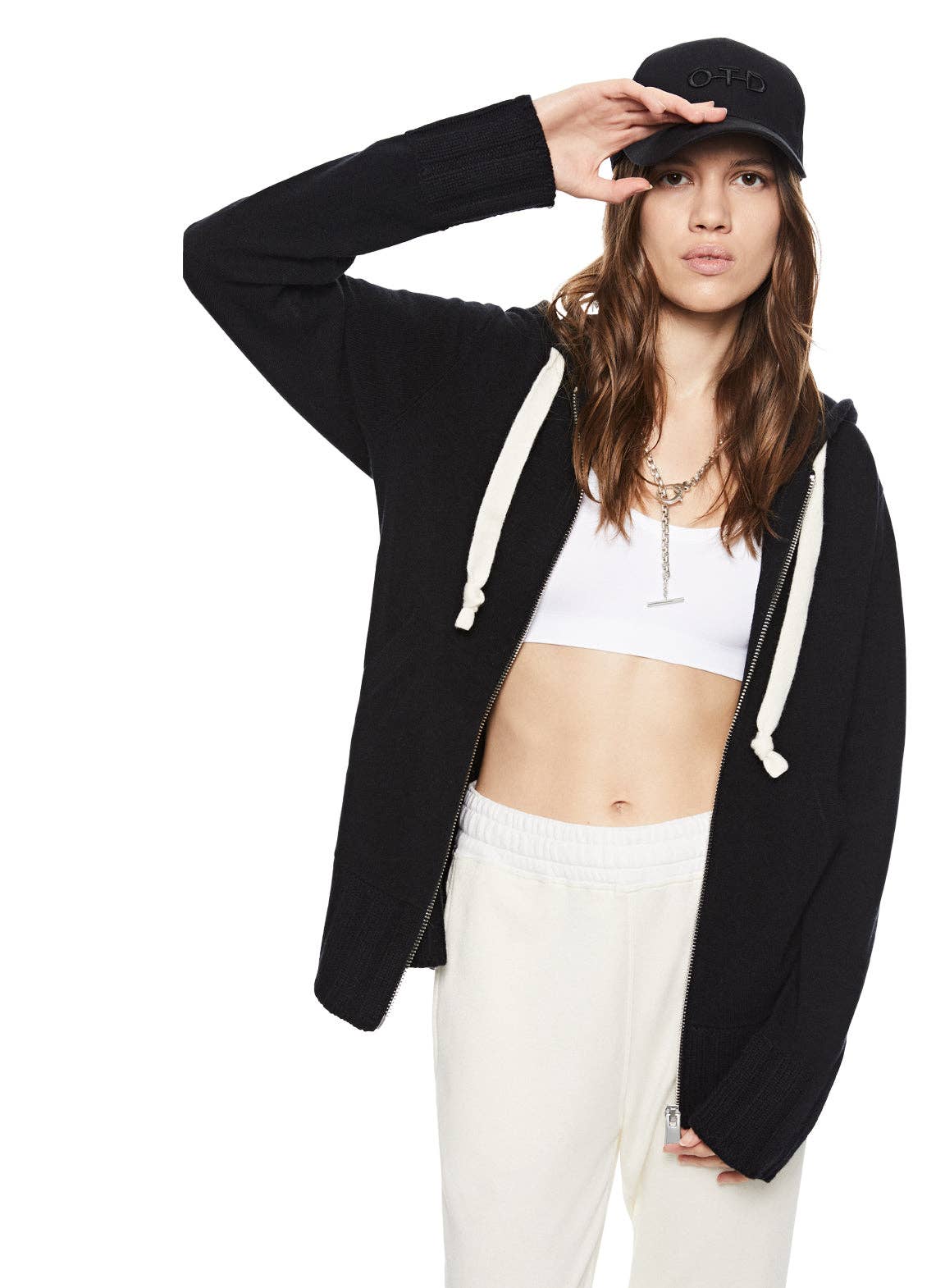 noir Sweat à Capuche Zippé en Mélange de Cachemire (Noir) en vente sur Faire5