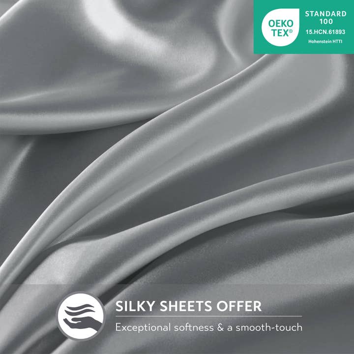 Olliix - Wholesale Sheet Set - Luxury Satin 6-Piece Sheet Set, Dark Grey16