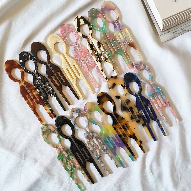 Tourtiwi - Vente Épingles à cheveux - Épingle à cheveux en acétate en forme de U, épingle à cheveux à texture colorée19