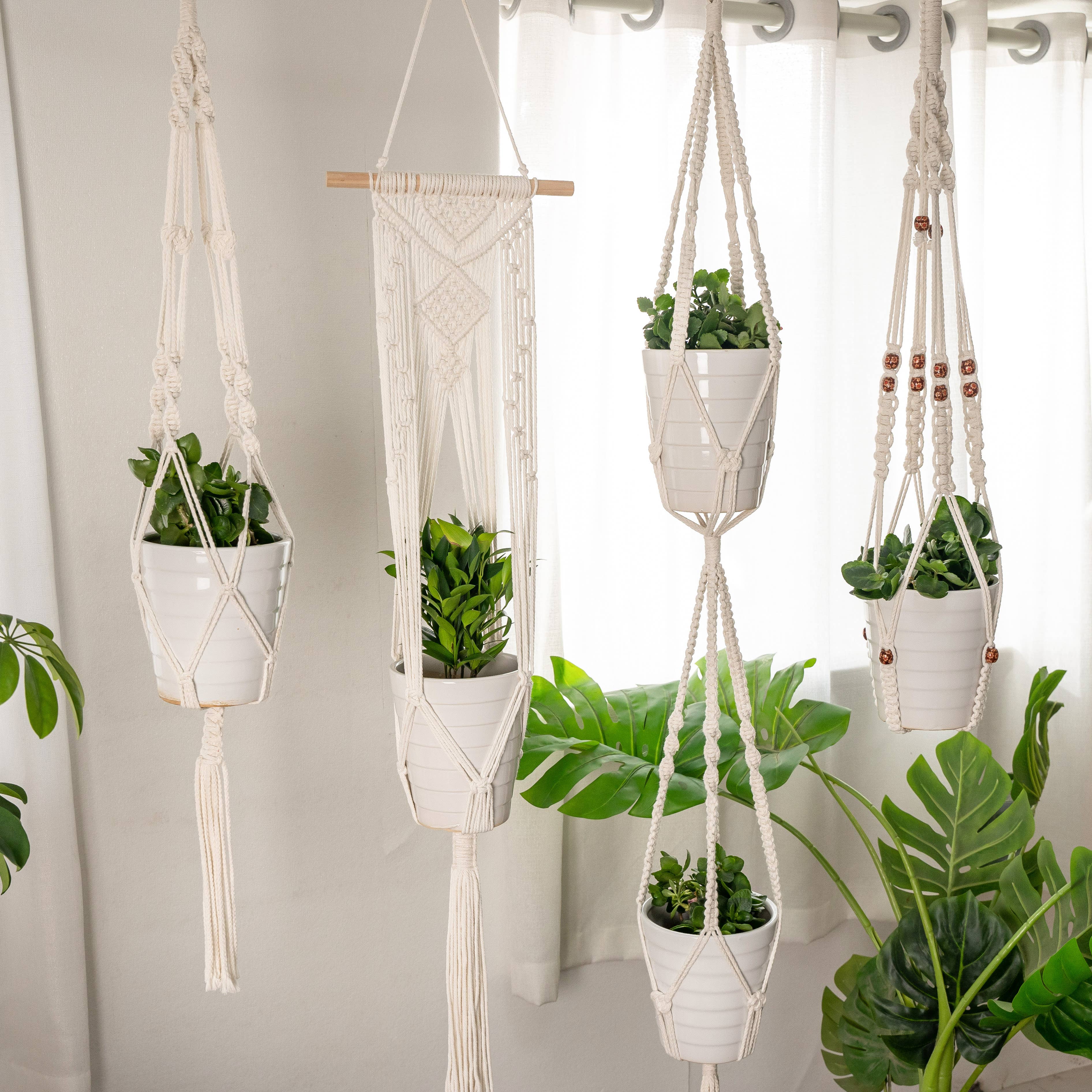Sparkle Being - Wholesale Hanging Planter - Cotton Macrame Rope Plants Hanging Pots Holder - Stand Set 41