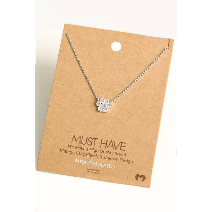 Fame Accessories - Wholesale Pendant/Charm Necklace - Dog Paw Print Charm Necklace
