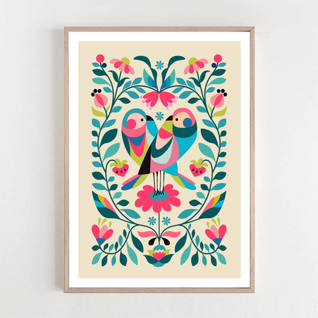 3 Birdies Studio - Wholesale Art print - Love Birds Art Print1