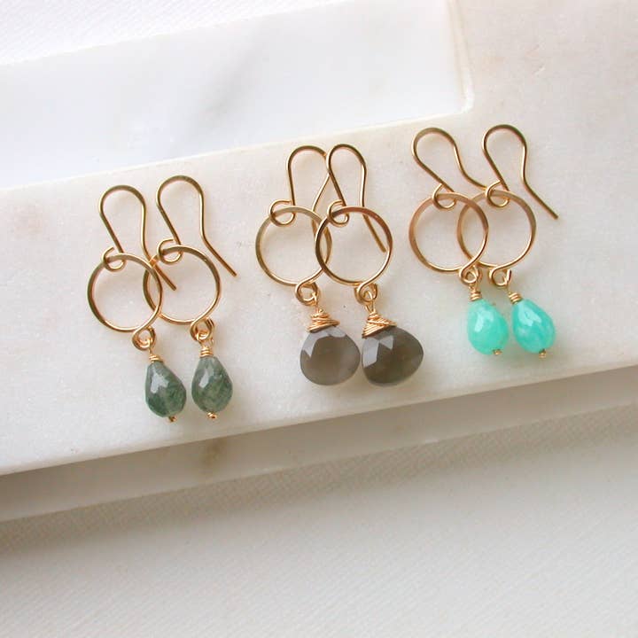 Linda Trent Jewelry - Wholesale Dangle Earrings - Petite Gemstone Drop Earrings. Choose Metal and Gemstone.