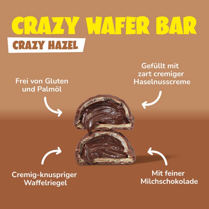 ahead - Vendita all'ingrosso Barretta di cioccolato - Crazy Hazel - Barrette wafer cremose (vassoio da 12x30 g)3
