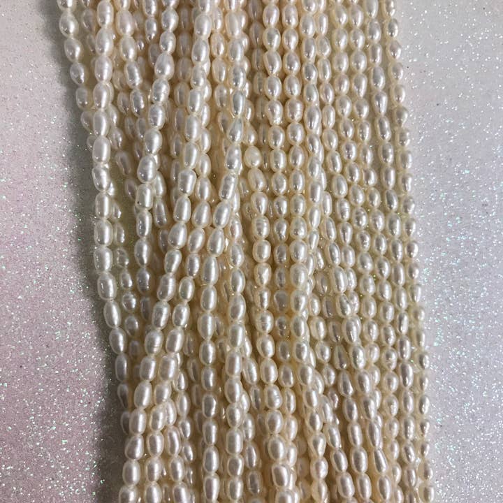 The Bead Bazaar - Wholesale Beads - 5X6 Rice Shaped Freshwater Pearls, Wholesale Pearl Beads, Pe