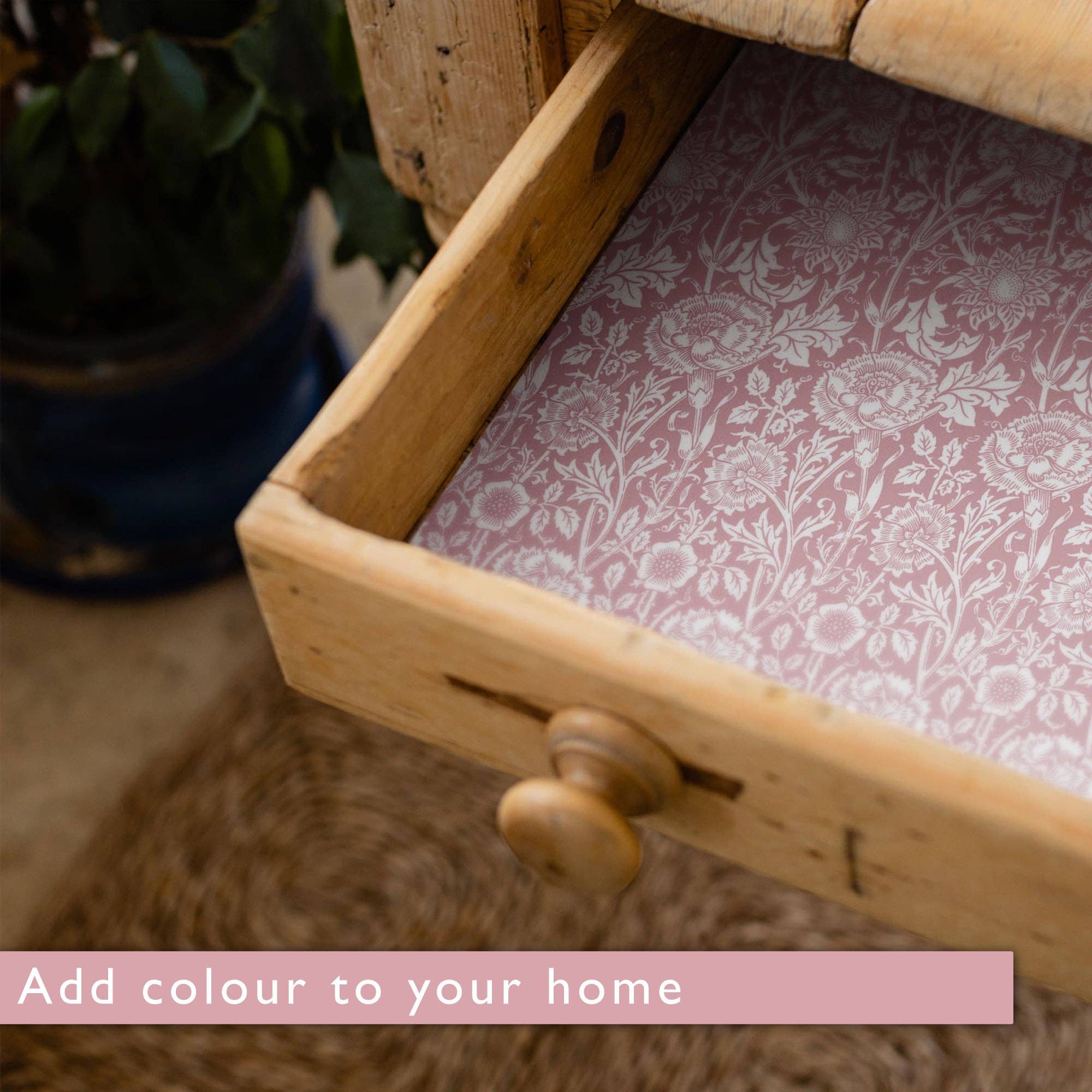 The Master Herbalist - Wholesale Drawer Liner - ROSE SCENTED Drawer Liners in PINK William Morris Design2