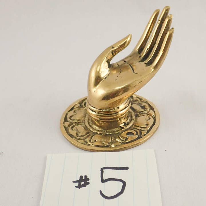 Maat #5 Hand Mudra Shuni/Abhaya Brass Buddha Hands voor wholesale door Ubud Glass