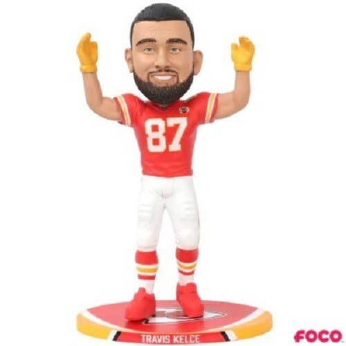 Bobblehead de Travis Kelce des Kansas City Chiefs de la NFL pour la vente par Majestic Sports