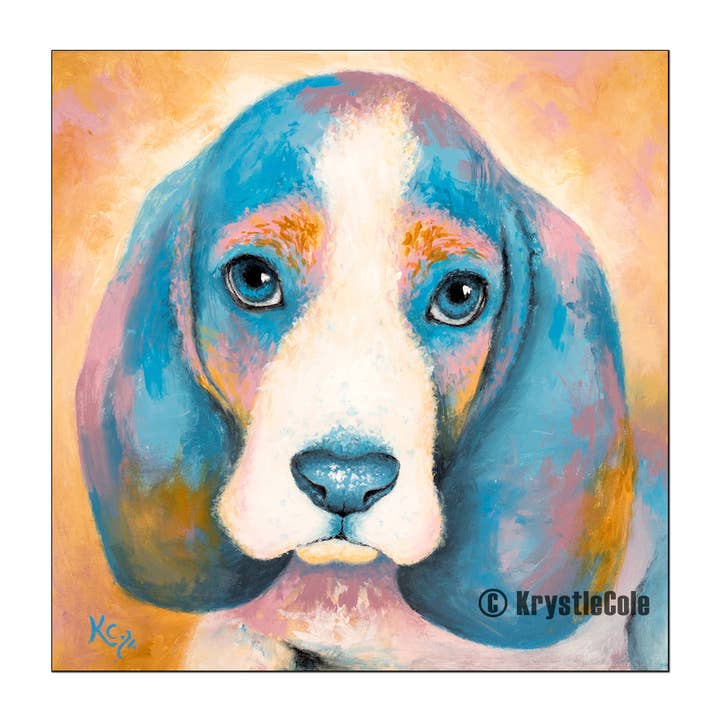 Krystle Cole Fine Art – Engroshandel Kunsttryk – Basset Hound Hvalp Hund Art Print af Krystle Cole