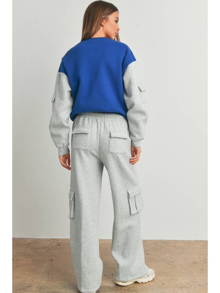 BUTTERMELON - Vendita all'ingrosso Pantaloni sportivi/da jogging loungewear - Donna - Pantaloni della tuta cargo in pile Terry con tasche laterali - BMP714013