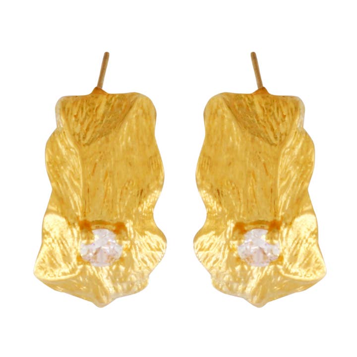 Joy Créole Étanche Chunky Simple CZ Organique Plaqué Or 18K pour la vente par Dansk Copenhagen