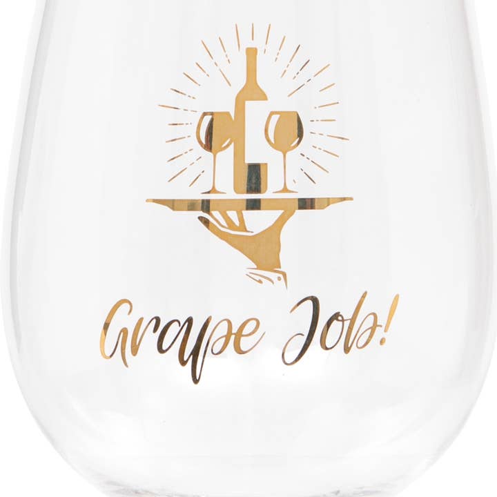 'Grape Job' Humorous Wine Glass, 420ml for wholesale by Viceni