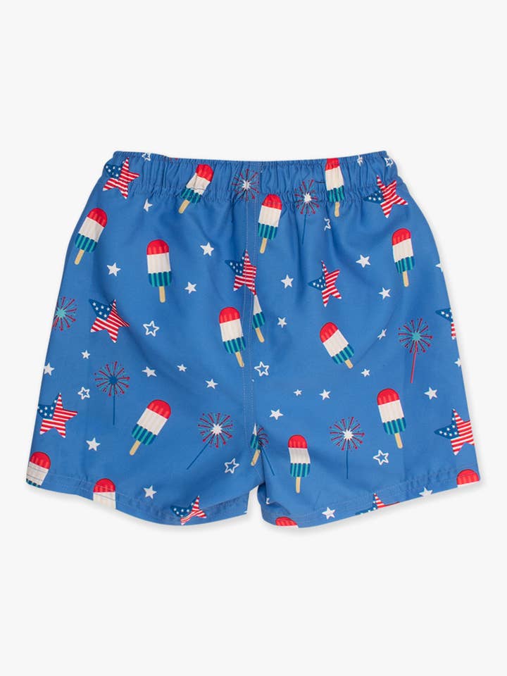 Blue Boys Freedom Fireworks Swim Trunks for wholesale on Faire