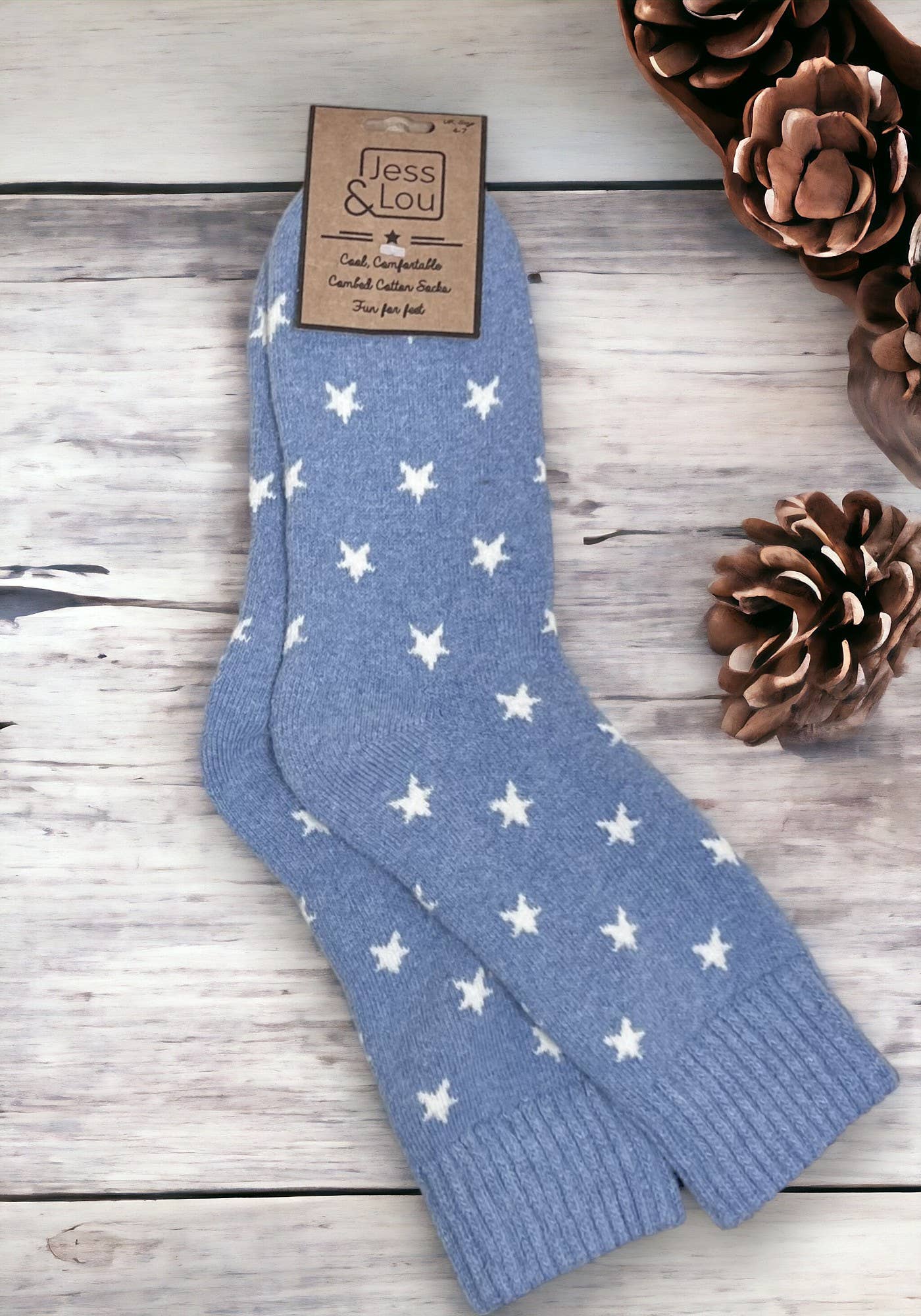 Jess & Lou – wholesale Socks – Women's – Stylish Stars Ribbed Socks1