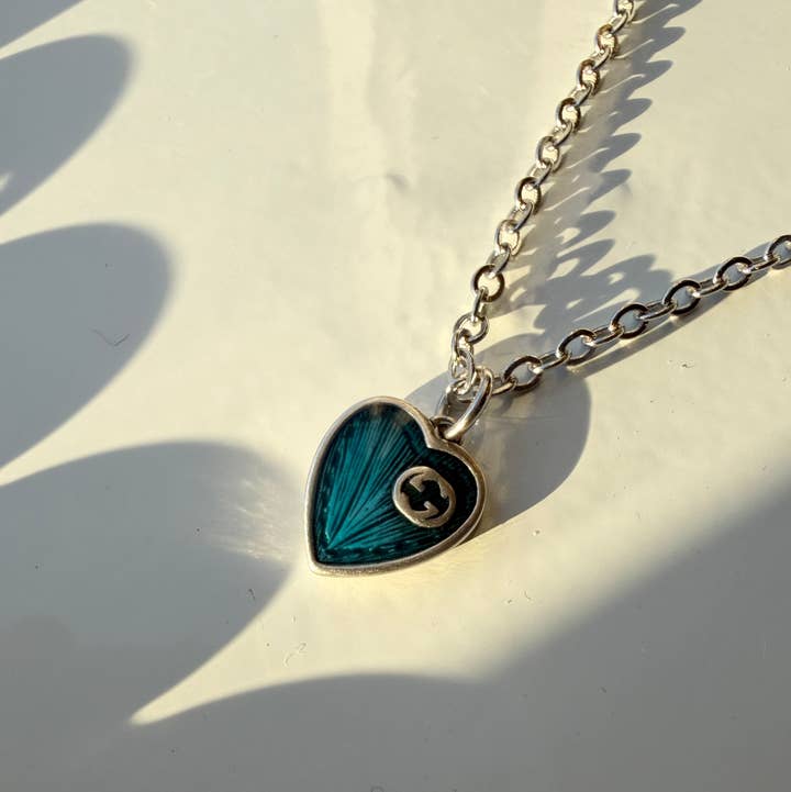 El & Gray Design - Wholesale Pendant/Charm Necklace - Upcycled Designer Small Heart Pendant Necklace #106 - Adjustable Chain0