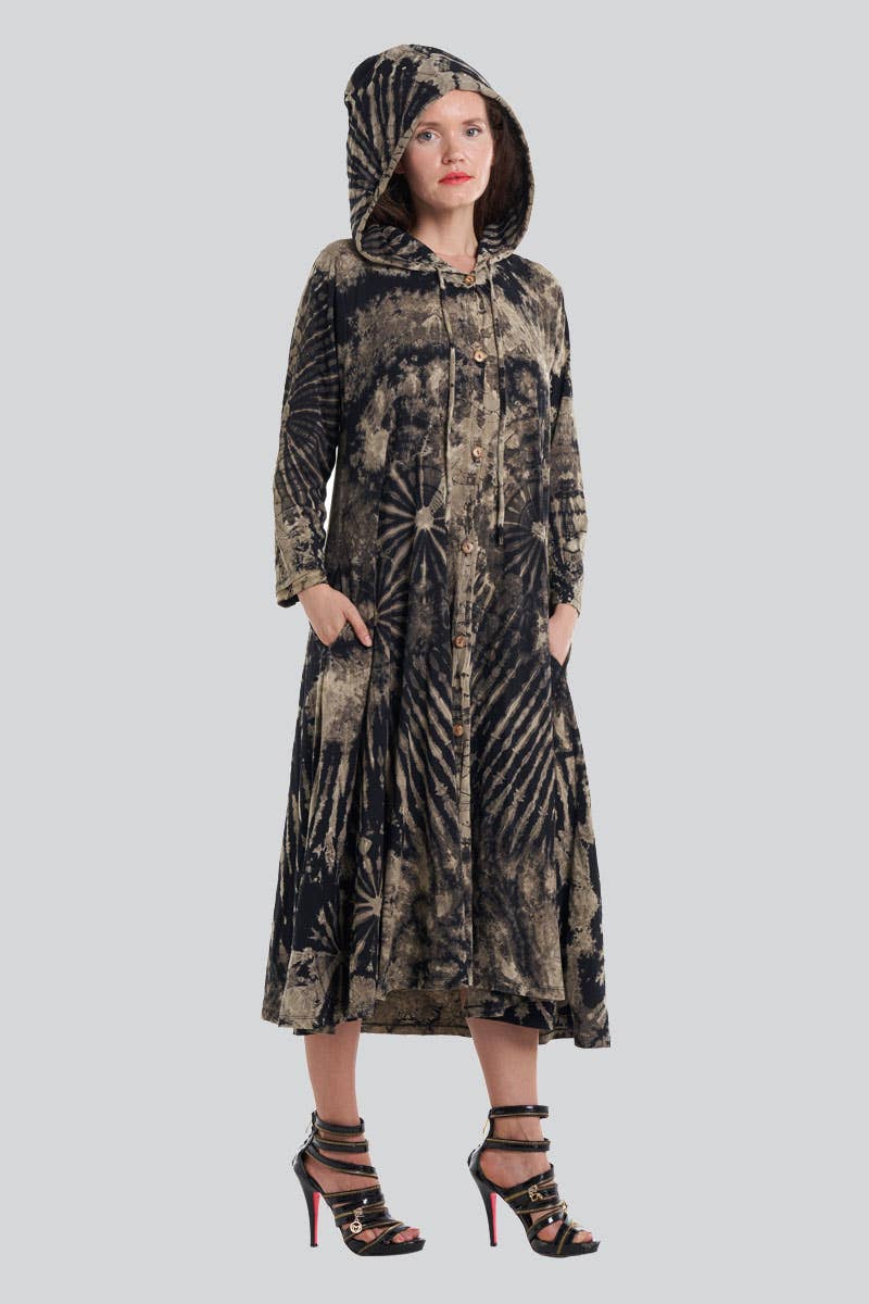 Kathmandu Imports – Großhandel Jacke – Damen – Batikkapuzen-Langjacke (TH-1418)1