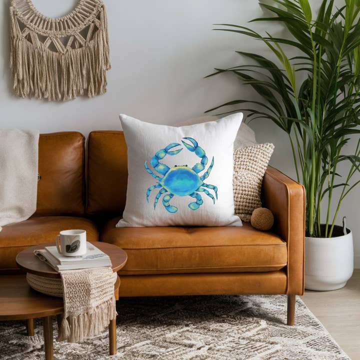 MerikaArt - Wholesale Throw/Decorative Pillow - Blue Crab Pillow5