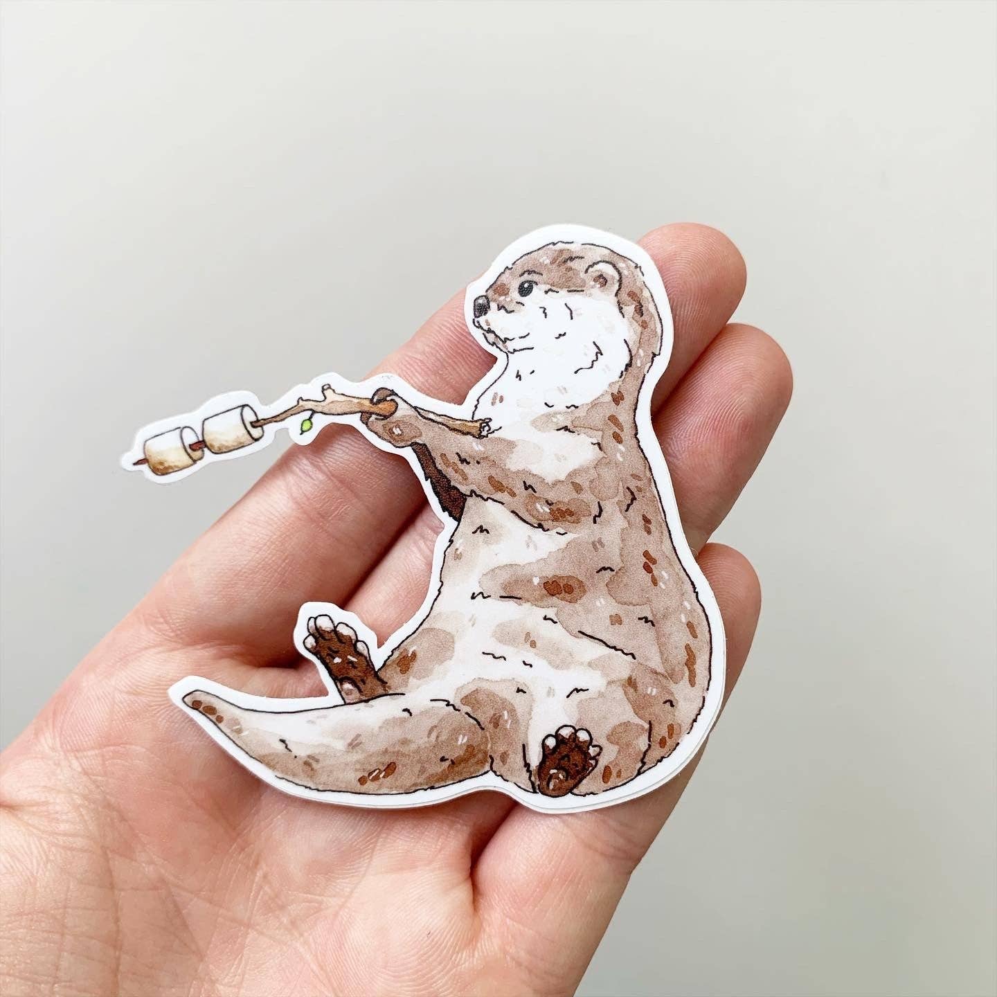 The Critter Co. - Wholesale Sticker - Otter Roasting Marshmallows Sticker1
