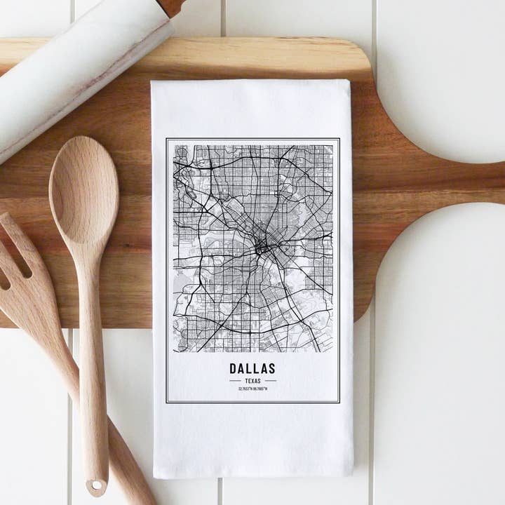 Custom City Map Tea Towel for wholesale by Porter Lane Home