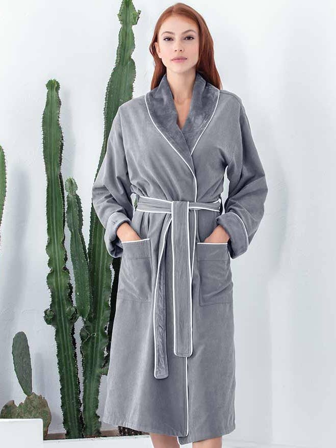 Women's Plush Microfiber Spa Robe for wholesale by SEYANTE