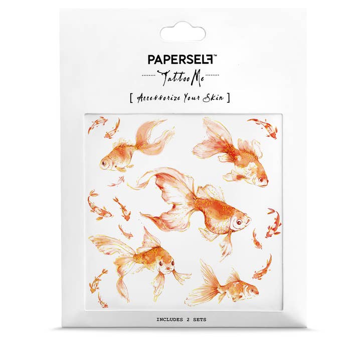 PAPERSELF – Engroshandel Midlertidig tatovering – Guldfisk 2 Midlertidig tatovering klistermærke1