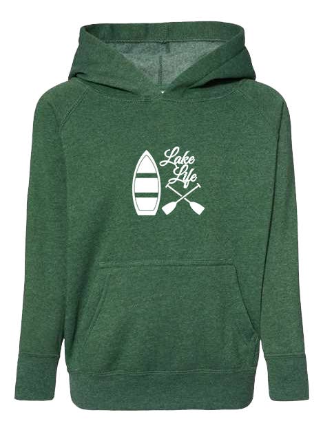 Moss Green with White Lake Life Hoodie for wholesale by Outdoorable Apparel