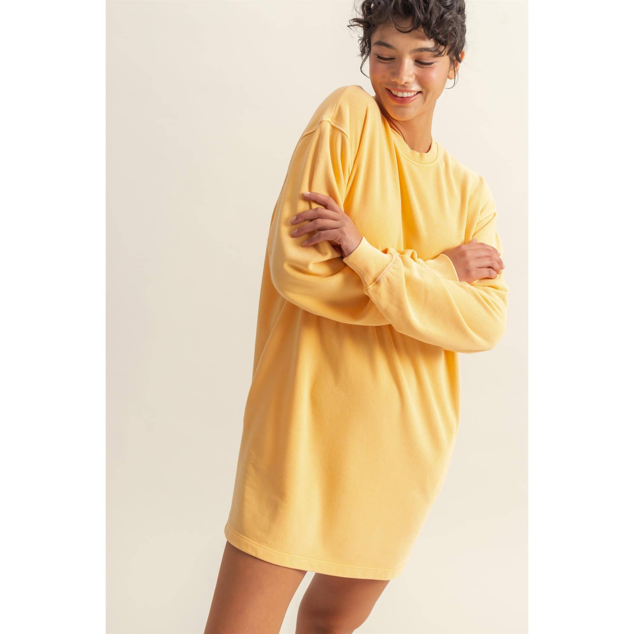 Double Zero - Wholesale Dress - Women's - Long Sleeve Oversized Mini Dress0