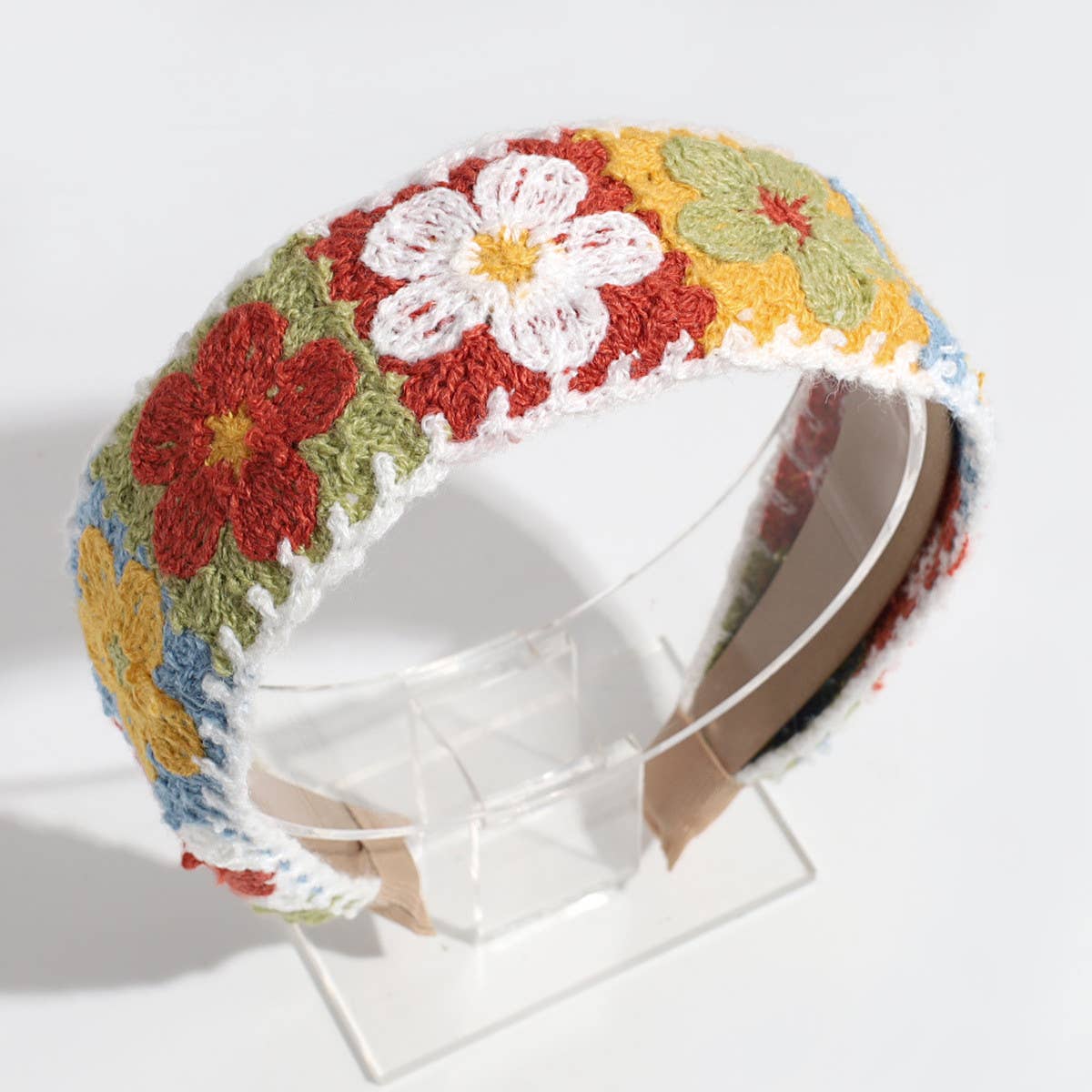 ACCITY - Wholesale Fashion Headband - Women's - PASTORAL STYLE KNITTED FLOWER BRAIDED HEADBAND_CWAHA22612